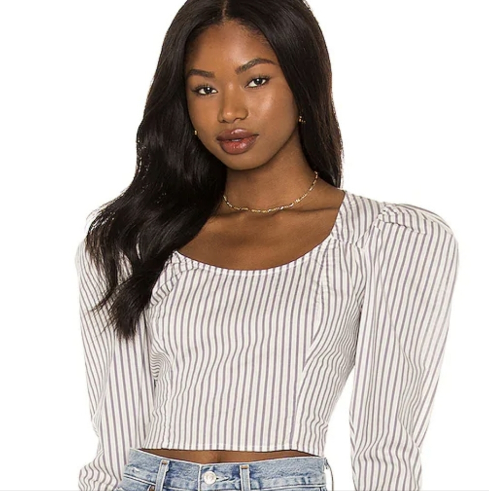 Free People Caroline Stripe U-Neck Top